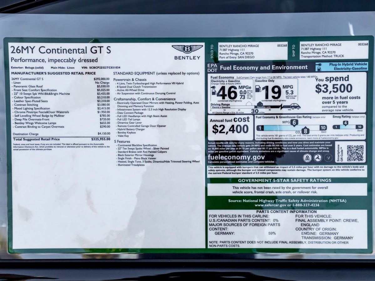 2026 Bentley Continental GT S