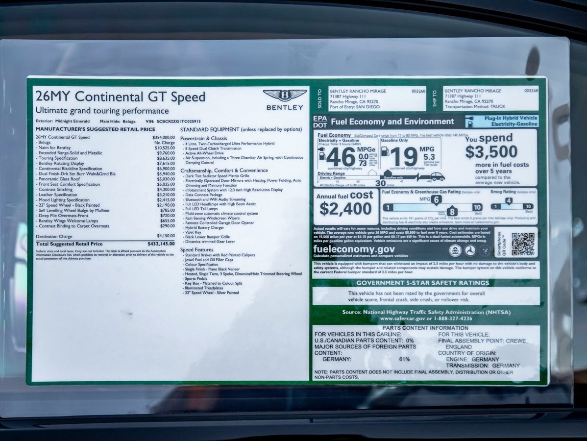 2026 Bentley Continental GT Speed
