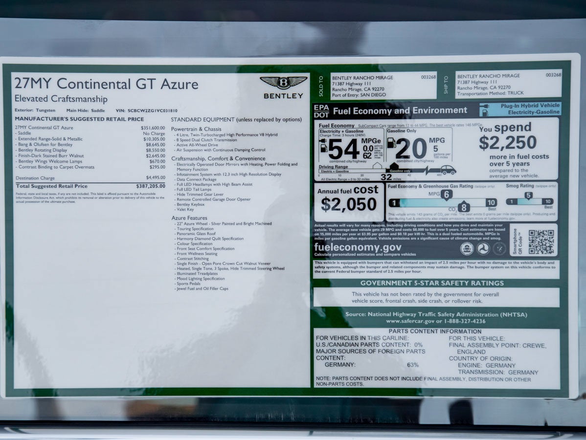 2027 Bentley Continental GT Azure