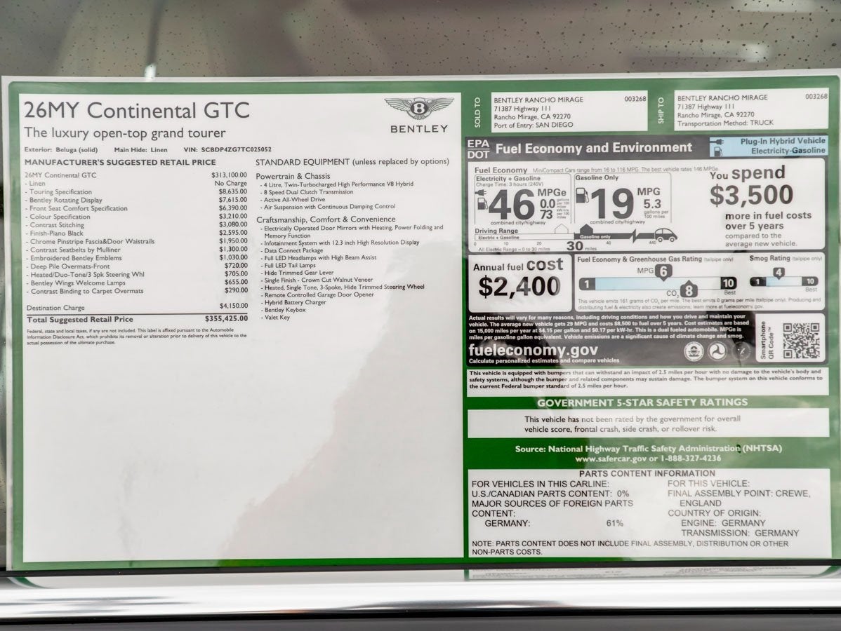 2026 Bentley Continental GTC Base