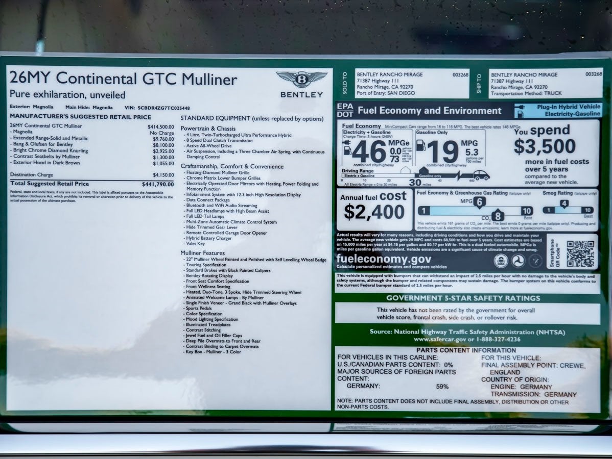 2026 Bentley Continental GTC Mulliner