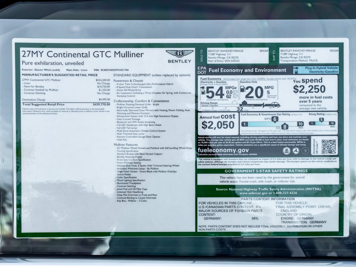 2027 Bentley Continental GTC Mulliner