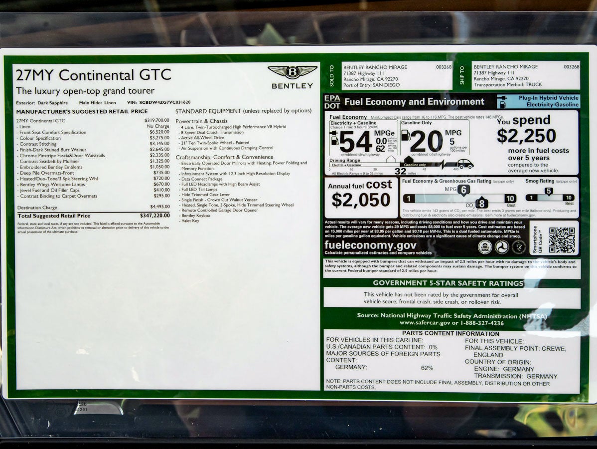 2027 Bentley Continental GTC Base
